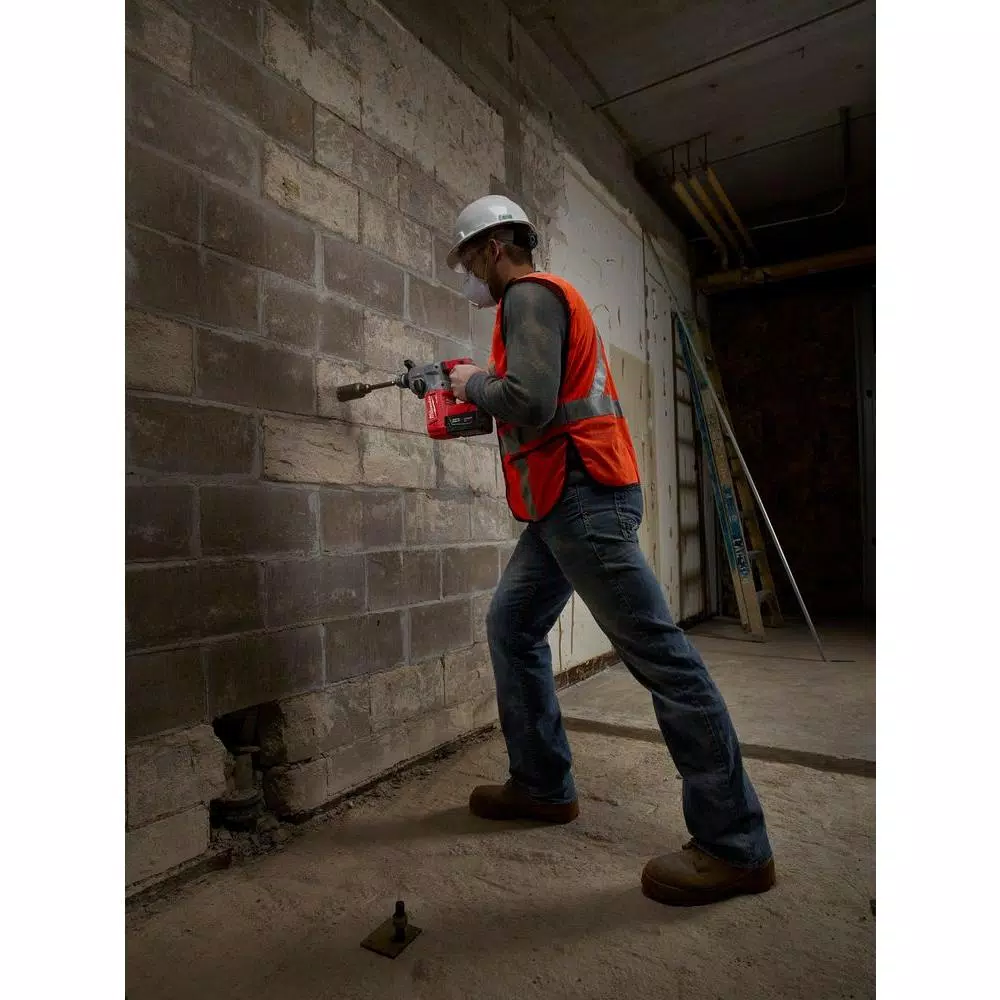 Milwaukee M18 FUEL 1 in. SDS-Plus Cordless Rotary Hammer Kit with Two 5.0 Ah Batteries and Charger
