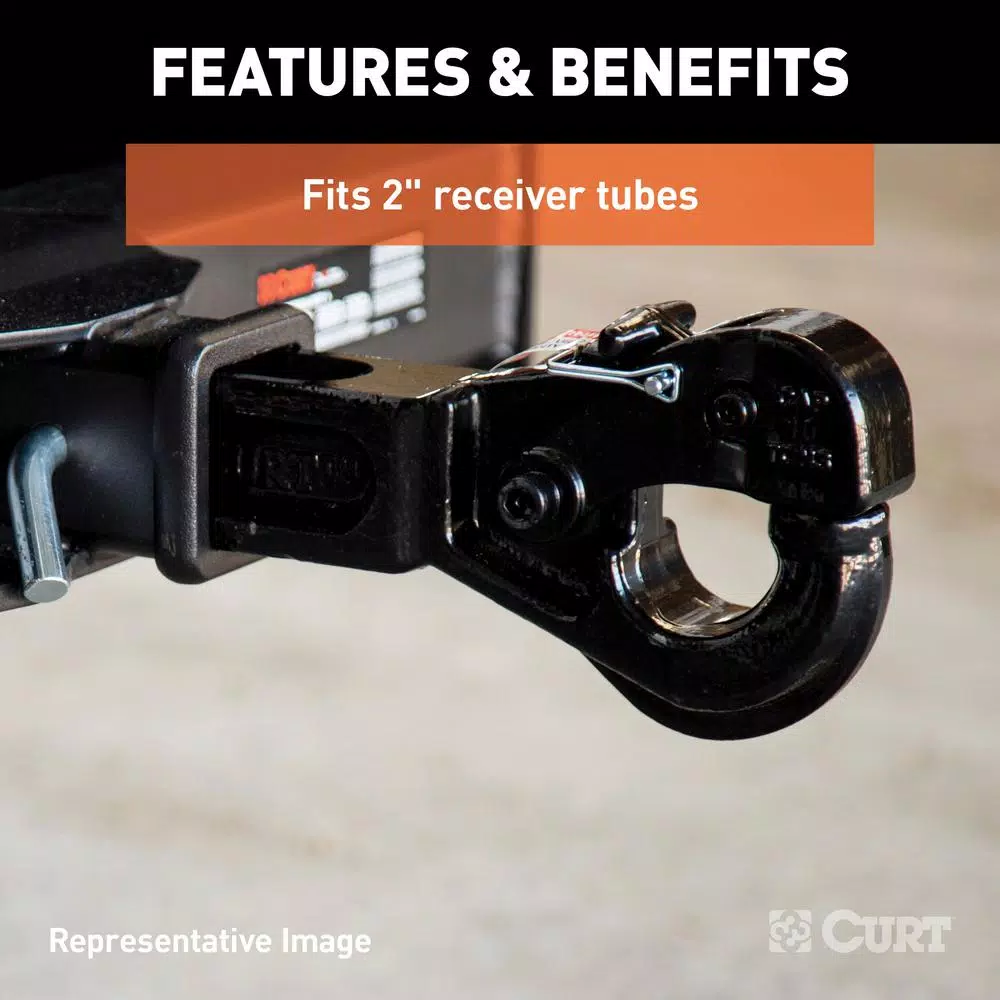 CURT Receiver-Mount Pintle Hook, 2 in. Shank, 20,000 lbs. Capacity, 2-1/2 in. Lunette Eye