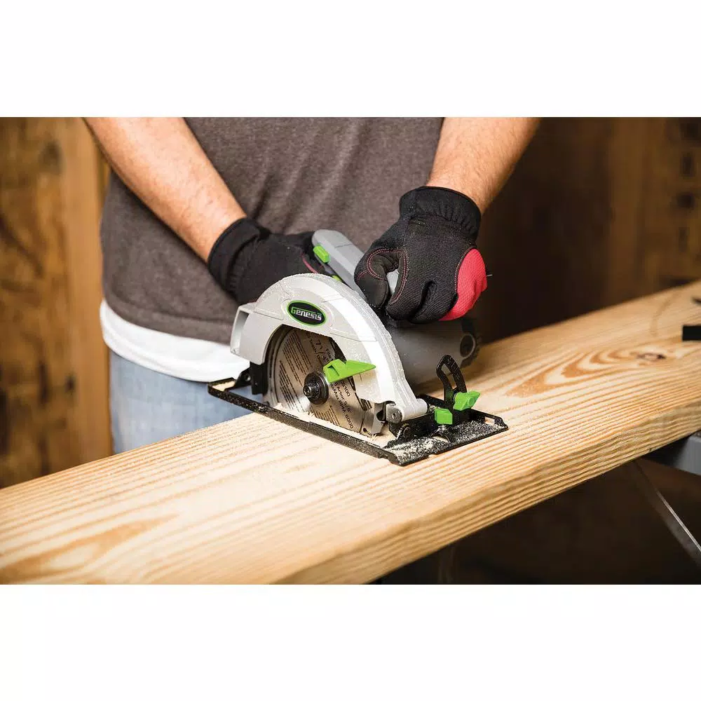 Genesis 7-1/4 in. 13 Amp Corded Circular Saw with Metal Lower Guard and Rip Guide