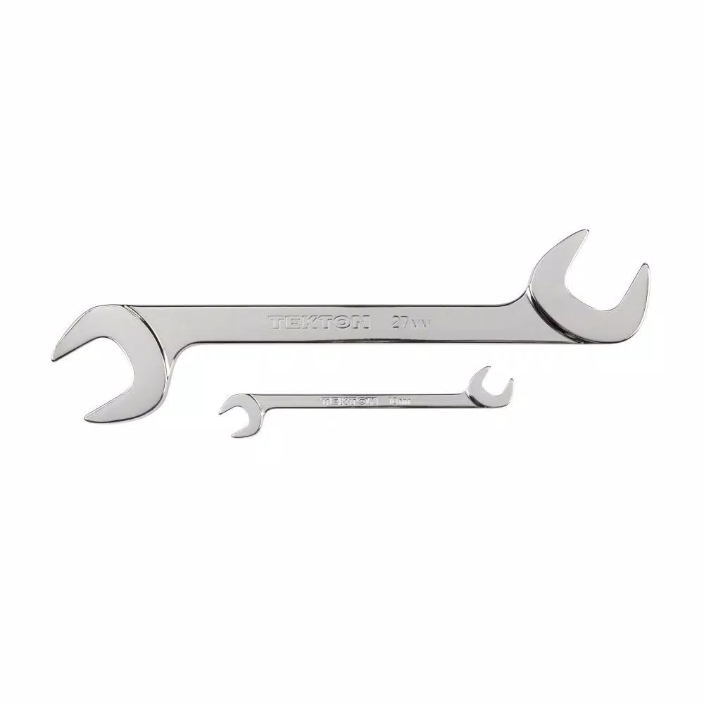 TEKTON 16-Piece Metric Angle Head Open End Wrench Set, 10-27 mm with Keeper