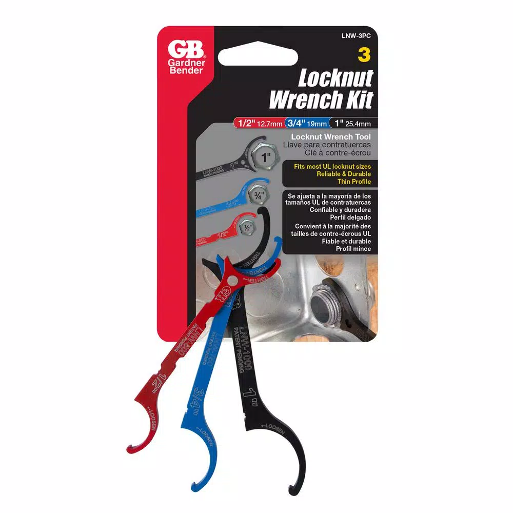 Gardner Bender 3-Piece Locknut Wrench Tool Kit - 0.50 in., 0.75 in., and 1 in.