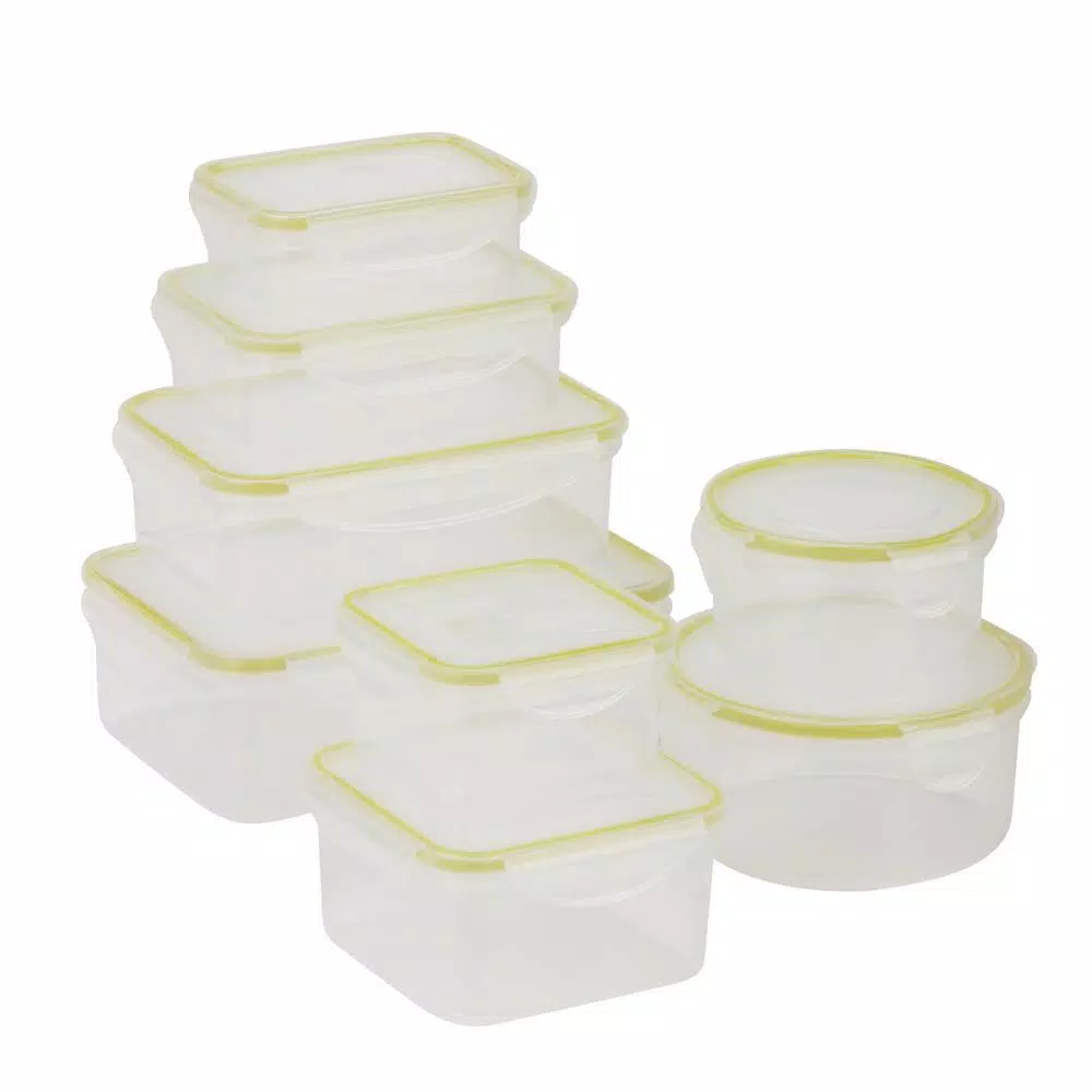 Honey-Can-Do 16-Piece Clear Locking Plastic Food Storage Container Set, Airtight & Leak Proof