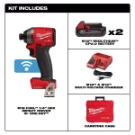 Milwaukee M18 FUEL ONE-KEY 1/4 in. Hex Impact Driver Kit w/ (2) 2.0Ah Batteries & Hard Case thumbnail 2