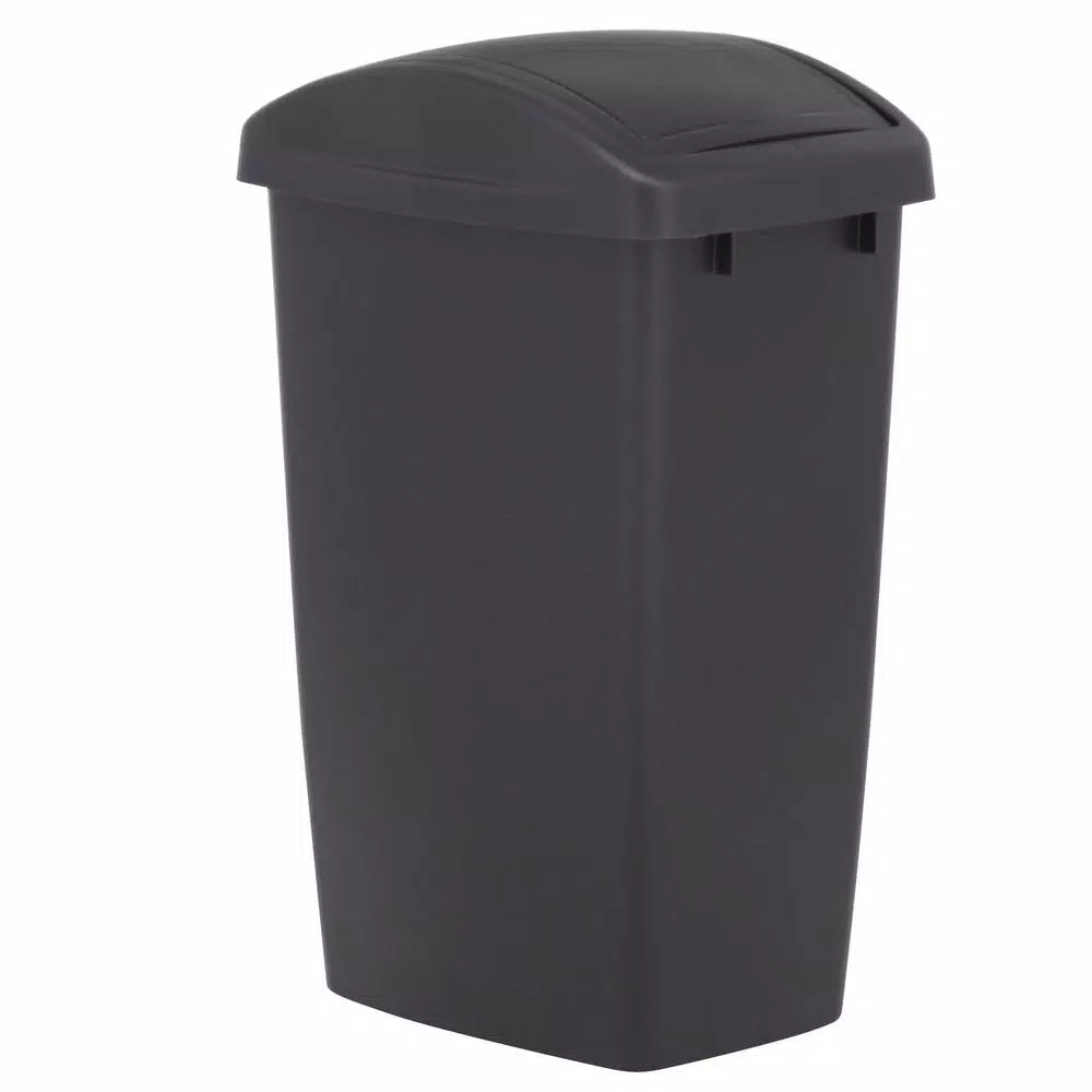 Rubbermaid 12.5 Gal. Black Swing Top Plastic Wastebasket