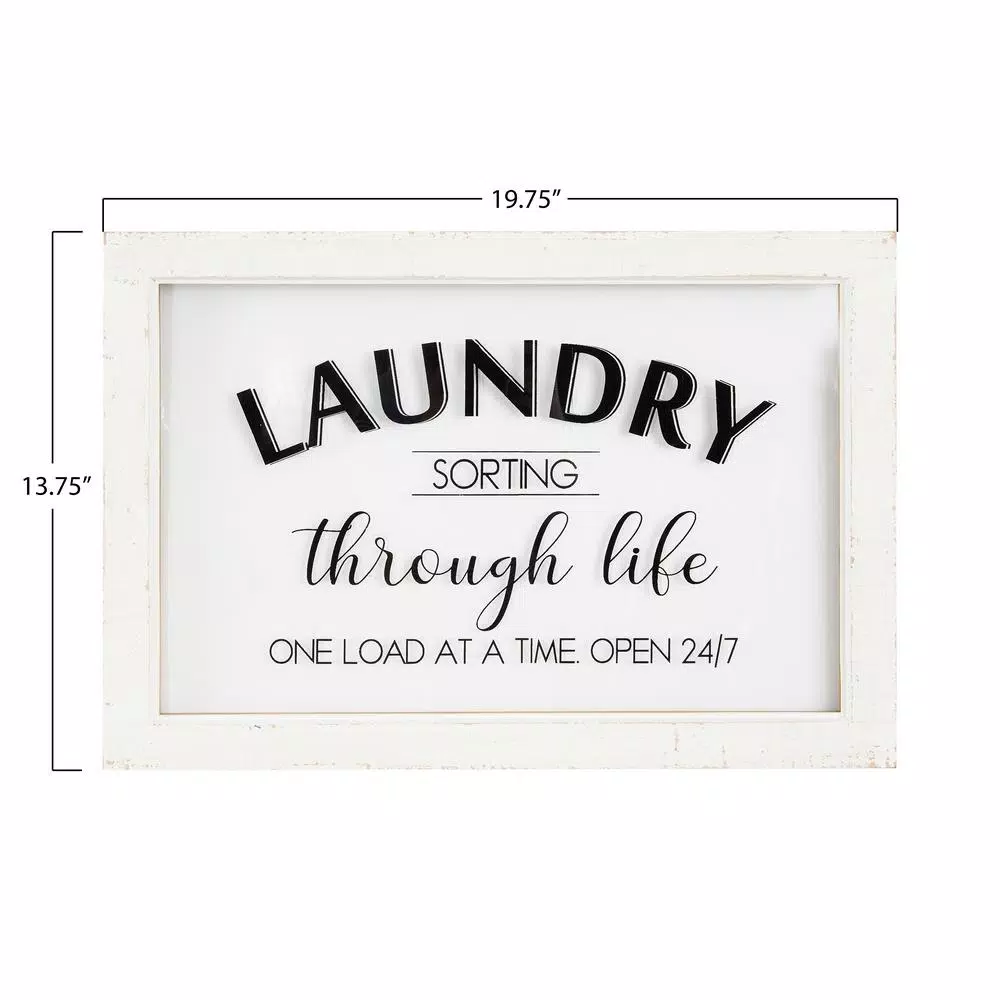 3R Studios Laundry Sorting Through Life One Load at a Time Wood Sign - White Decorative Wall Decor