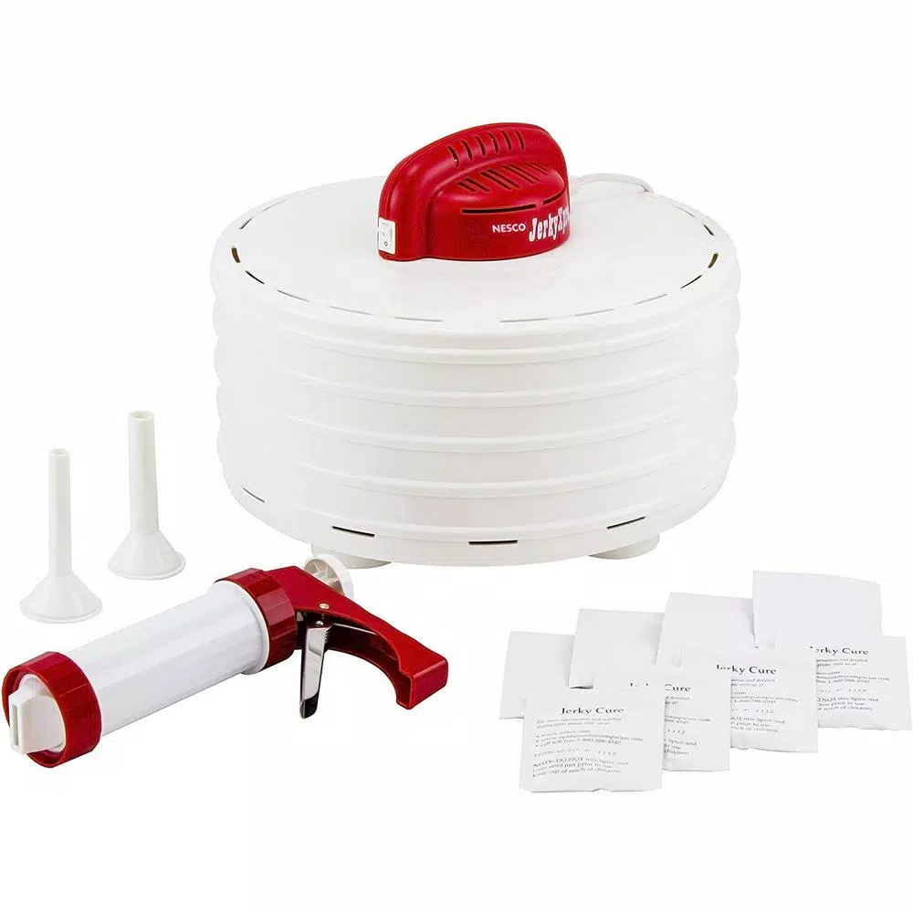 Nesco Jerky Xpress 4-Tray Food Dehydrator with Jerky Making Kit, 350W, White