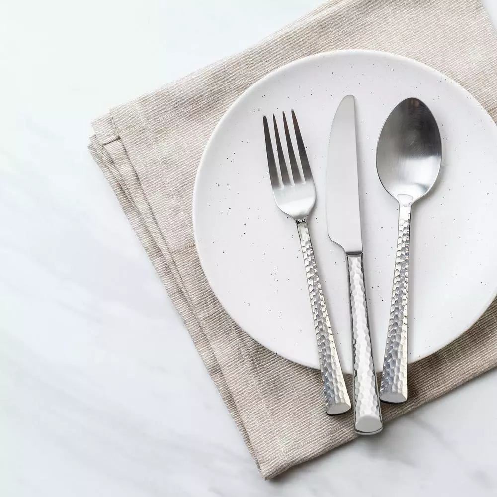 Skandia Vale 20-Piece Hammered Stainless Steel Flatware Set, Service for 4