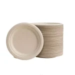 Unbranded 7 in. Natural Sugarcane Plates, 600 Pack - Eco-Friendly & Compostable Disposable Plates thumbnail 1
