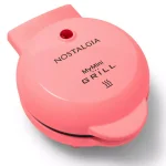 Nostalgia MyMini Personal Electric Grill, 25 sq. in. Cast-Iron Smokeless Grill, Coral Pink thumbnail 1
