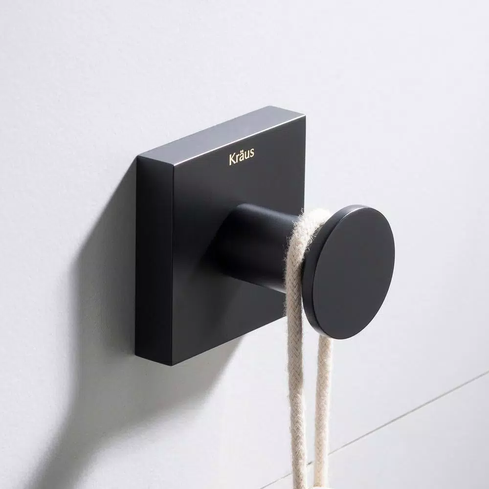 KRAUS Ventus Matte Black Solid Brass Robe and Towel Hook