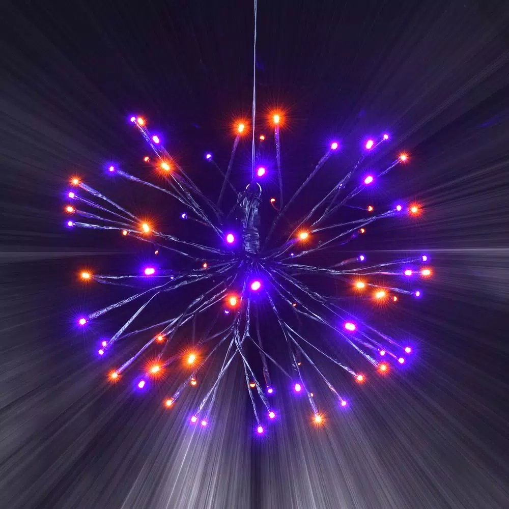 HOLIDYNAMICS HOLIDAY LIGHTING SOLUTIONS 16 in. Orange and Purple LED Spritzer Halloween Yard Decoration