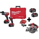 Milwaukee M18 FUEL 3-Tool Combo Kit: Hammer Drill, Impact Driver, and 6-1/2 in. Circular Saw with 4 Batteries thumbnail 1