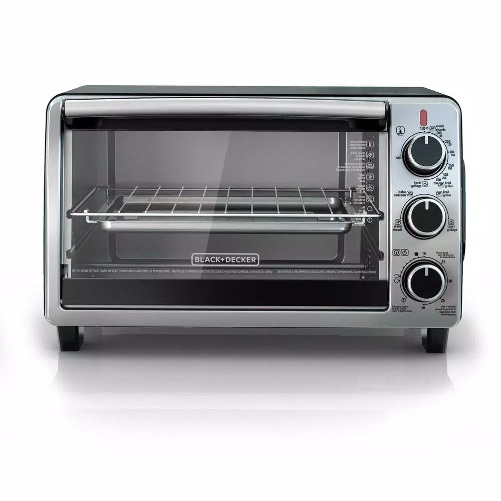 BLACK+DECKER 6-Slice Convection Toaster Oven with Bake, Broil, Toast, and Keep Warm Functions - Black/Stainless Steel
