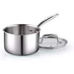 Cook N Home 3 qt. Tri-Ply Clad Stainless Steel Sauce Pan with Tempered Glass Lid thumbnail 4