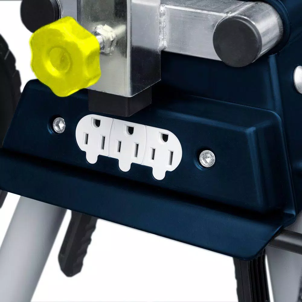 POWERTEC Deluxe Portable Miter Saw Stand with 110V Power Outlet and Wheels