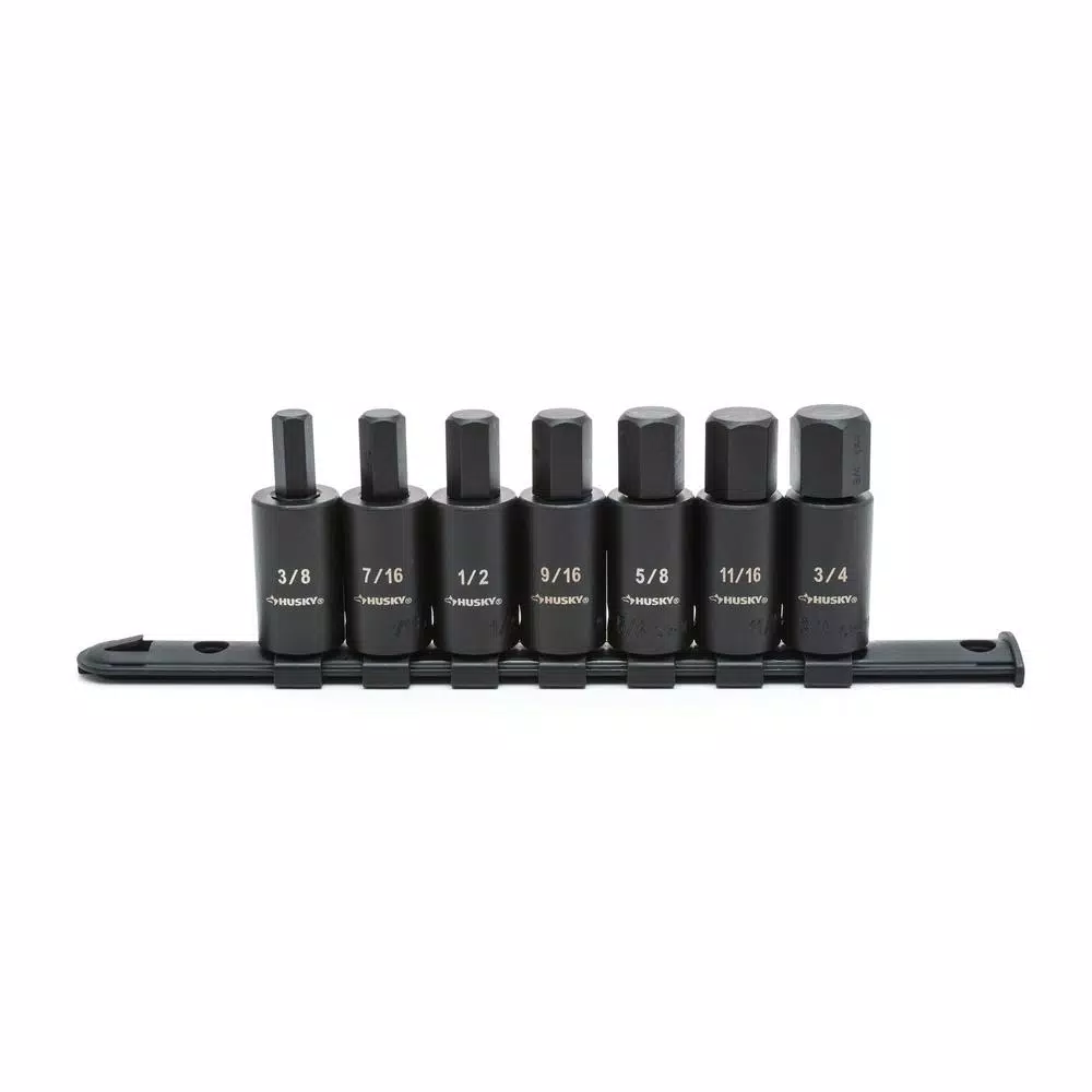Husky 1/2 in. Drive Hex Bit Impact Socket Set, 14-Piece SAE/Metric