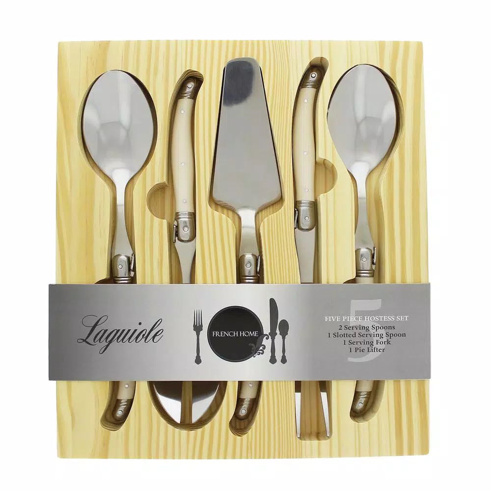 French Home Laguiole 5-Piece Hostess Flatware Serving Set - Faux Ivory