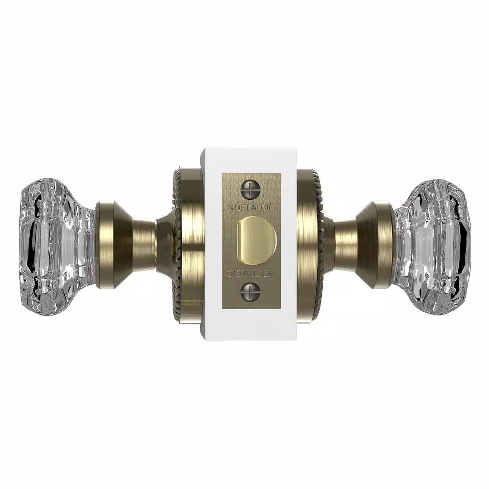 Nostalgic Warehouse Waldorf Crystal Passage Knob, Antique Brass, 2-3/8 in. Backset