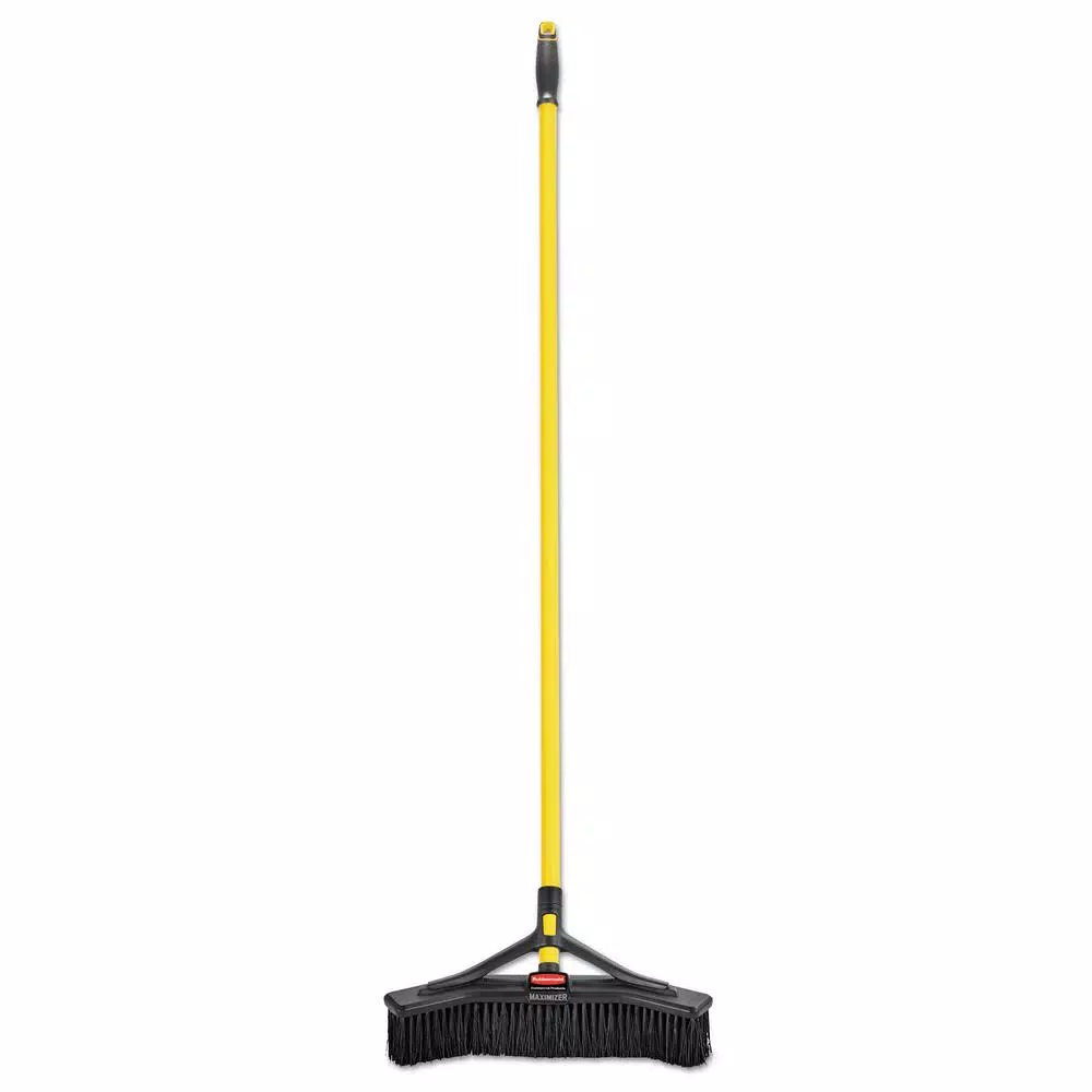 Rubbermaid Commercial Products 18 in. PVC Bristle Maximizer Push Broom with Steel Handle, Yellow/Black