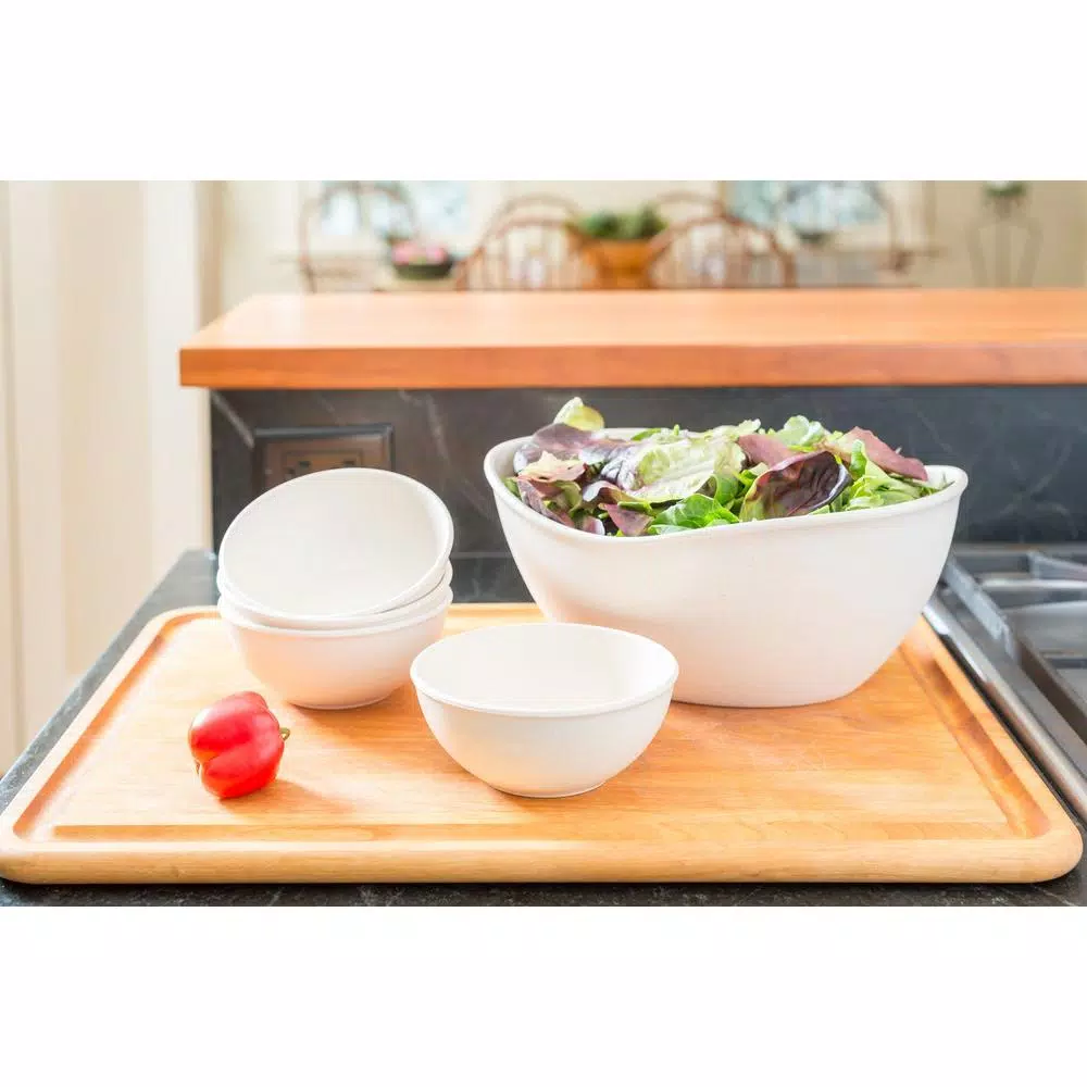 Unbranded EVO Sustainable Goods White Wood-Plastic Composite Serving Bowl Set, 5-Piece
