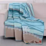 Greenland Home Fashions Maui Multicolored Quilted Cotton Throw, Coastal Beach and Nautical Reversible Design thumbnail 1