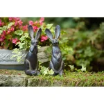 Unbranded 11.5 in. Resin Rabbit Figurine Set of 2 - Aged Bronze Finish thumbnail 1