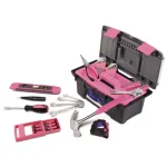 Apollo 53-Piece Home Tool Kit with Storage Box - Pink Hand Tool Set thumbnail 1
