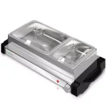 NutriChef 21.9 in. Stainless Steel Dual Plate Electric Food Warming Tray Buffet Server thumbnail 1