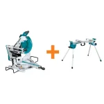 Makita 12 in. Dual-Bevel Sliding Compound Miter Saw with Laser and WST06 Folding Stand Bundle thumbnail 1
