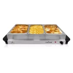 NutriChef 3-Burner 15 in. Stainless Steel Buffet Server and Hot Plate Food Warming Tray thumbnail 1