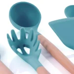 MegaChef 9-Piece Light Teal Silicone and Wood Kitchen Utensil Set thumbnail 3