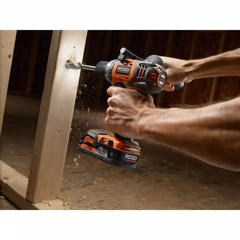 RIDGID 18V Cordless Drill/Driver and Impact Driver Combo Kit with 4 Lithium-Ion Batteries