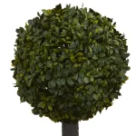 Nearly Natural 27 in. Artificial Boxwood Ball Topiary in Decorative Wood Planter thumbnail 2