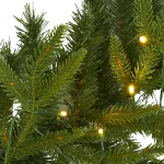 Nearly Natural 6 ft. Pre-lit Green Pine Artificial Christmas Garland with 35 LED Lights thumbnail 3