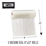 Weston 8 in. x 22 ft. Vacuum Sealer Bag Rolls, 3-Pack, 2-Ply 3.0 Mil Heavy Duty thumbnail 8