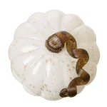 Glitzhome 7.09 in. Golden and White Hand-Blown Glass Pumpkin - Handmade Fall Harvest Decor thumbnail 5