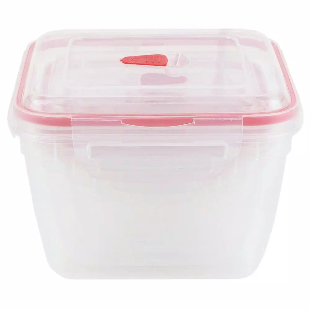 Unbranded 10-Piece Locking Square Plastic Food Storage Container Set with Steam-Vented Lids, Red