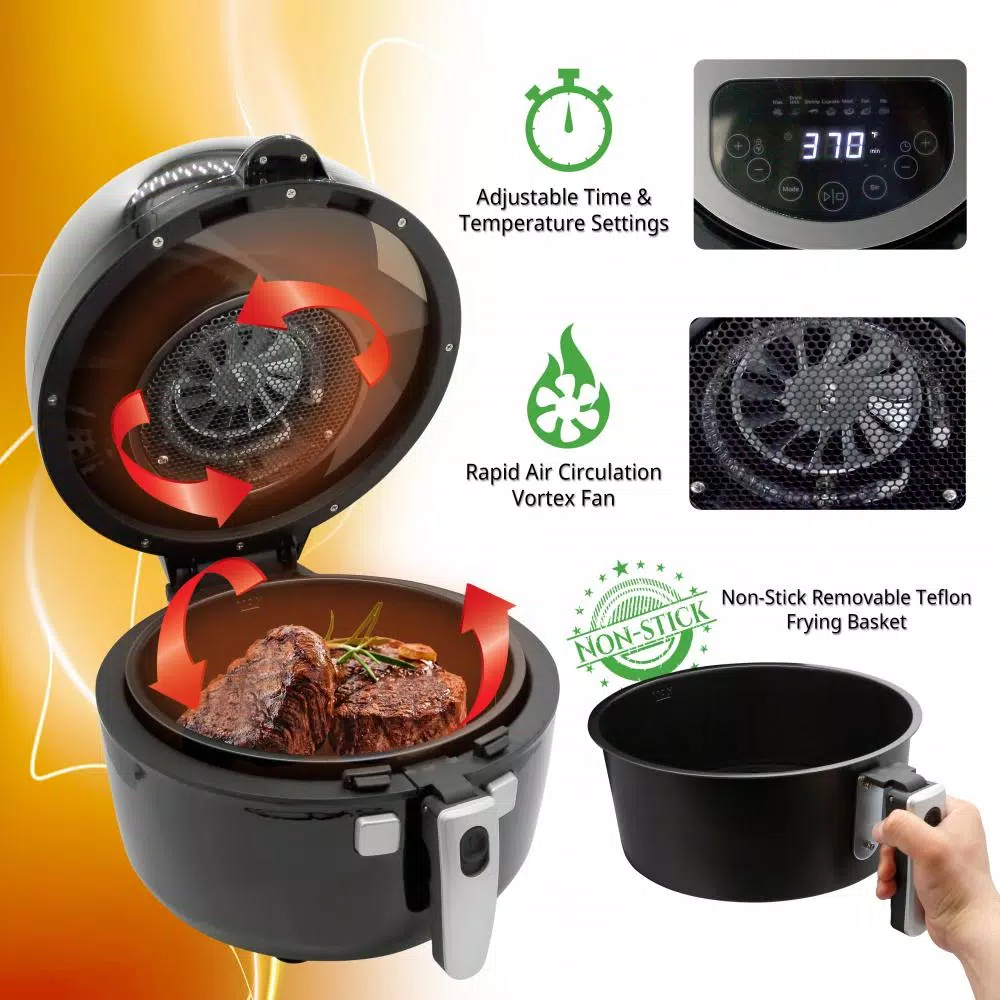 NutriChef 6.8 Qt Air Fryer Countertop Convection Oven with Digital LCD Display