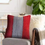 LR Home Bright Red Striped Throw Pillow, 20 in. x 20 in. Textured Cotton Accent Pillow thumbnail 6
