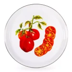 Golden Rabbit Tomatoes 15.5 in. Enamelware Serving Tray, Round Porcelain-Enameled Steel thumbnail 1