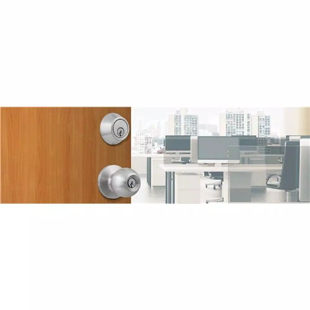Universal Hardware Satin Chrome Commercial Entry Knob and Single Cylinder Deadbolt Combo Pack, ANSI Grade 2