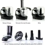 Ovente PF1007 Mini Food Processor, 1.5-Cup Single Speed Compact Chopper with 3 Attachments, Black thumbnail 2
