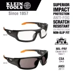 Klein Tools Professional Safety Glasses, Clear Polycarbonate Lens, Black/Orange Frame thumbnail 2