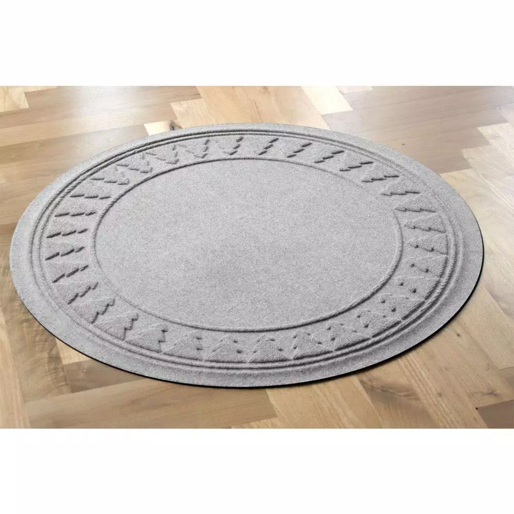Bungalow Flooring Aqua Shield 35 in. Round Pine Trees Christmas Tree Mat - Medium Gray