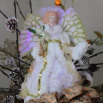 Northlight 14 in. Lighted Fiber Optic Angel Christmas Tree Topper - Cream and Gold thumbnail 2