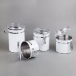Creative Home 4-Piece White Stainless Steel Canister Set with Airtight Locking Clamp Lids thumbnail 3