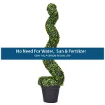 Costway Artificial Boxwood Spiral Topiary Tree Set of 2 - Indoor/Outdoor Decorative Plants with Cement Pot thumbnail 3