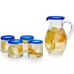Libbey Sangria 5-Piece Glass Pitcher and Rocks Glass Set with Blue Accents thumbnail 1