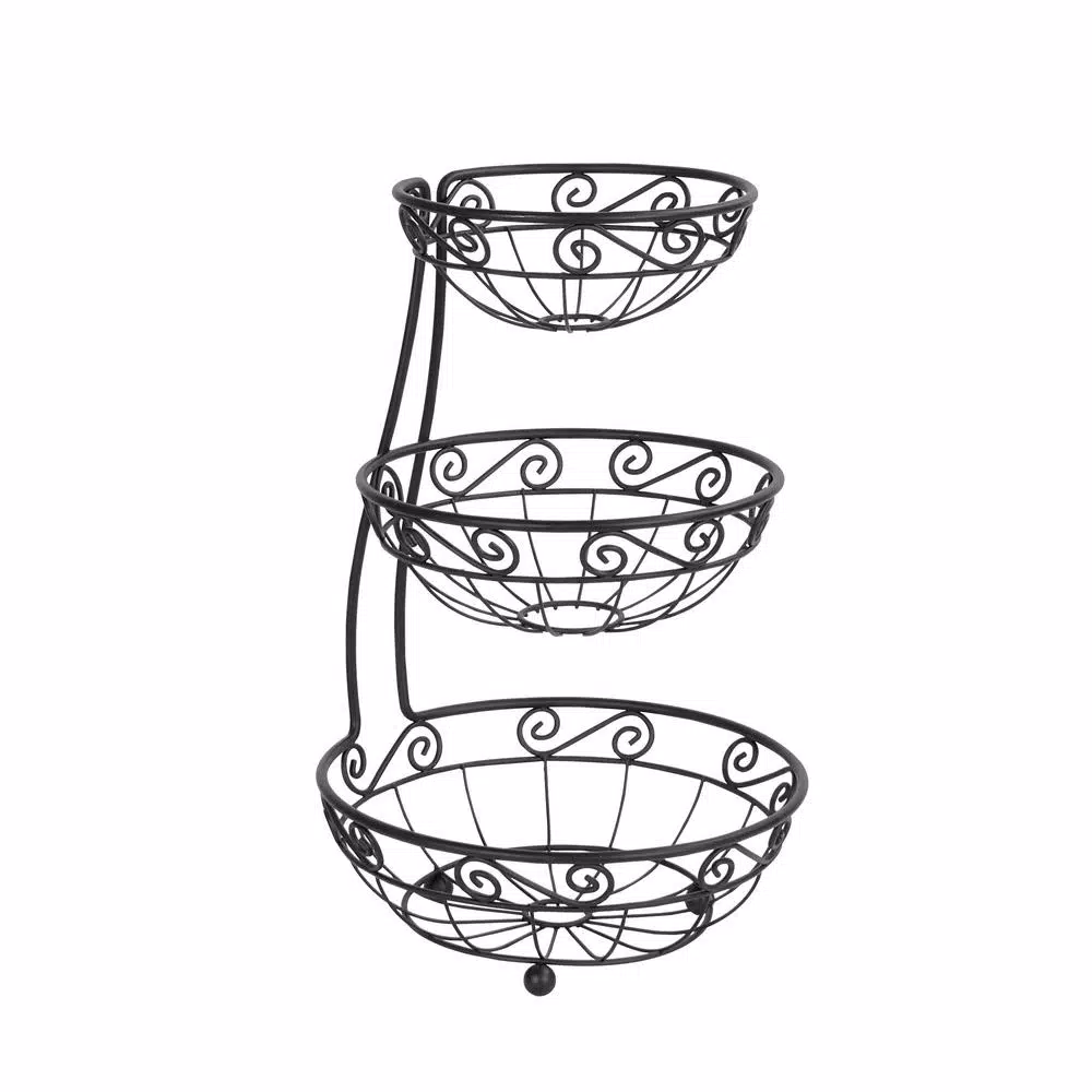Spectrum Diversified Scroll Arched 3-Tier Steel Fruit Basket Server
