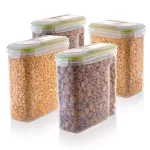 LavoHome 4L Airtight Plastic Cereal Storage Container Set, 2-Piece Clear Dry Food Dispensers thumbnail 4